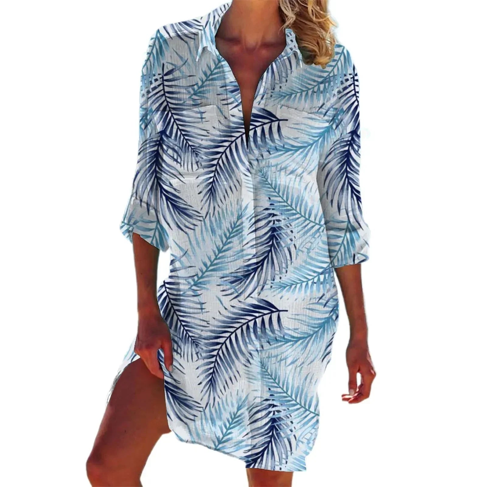 1.Boho Style Summer Cover-Up – Women's Tropical Print Beach Blouse Selection