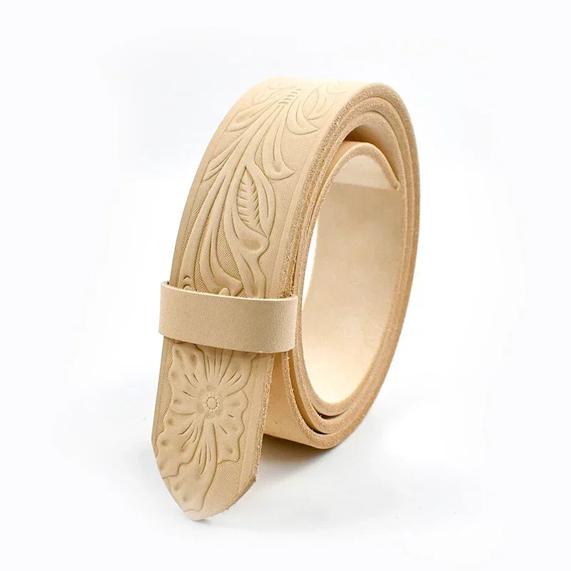 Men's Embossed Leather Belt Strap Without Buckle — 3.8cm Cowhide, Croc Print