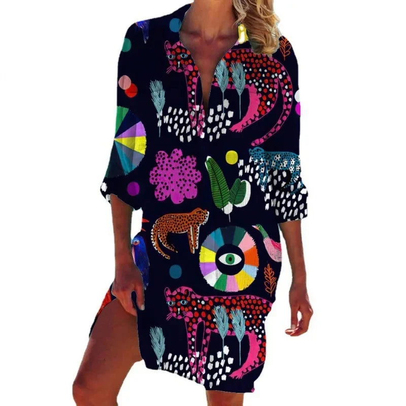 2.Boho Style Summer Cover-Up – Women's Tropical Print Beach Blouse Selection