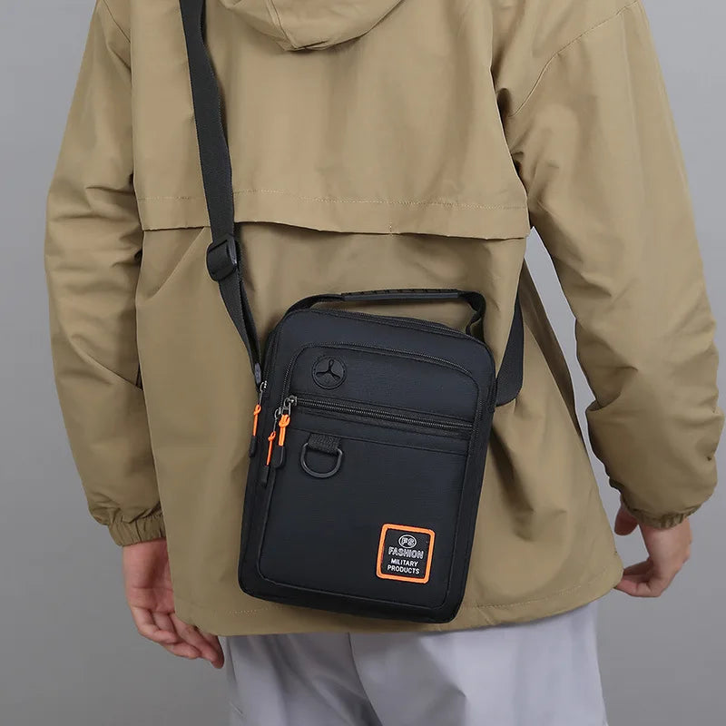 Men's Mini Oxford Messenger Bag with Zipper Closure and Polyester Lining