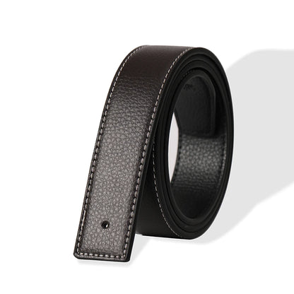 Men's Split Leather Belt Strap No Buckle 3.8cm 7 Colours Stitched Edge