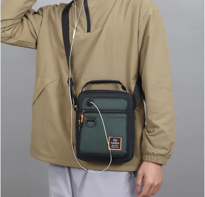 Men's Mini Oxford Messenger Bag with Zipper Closure and Polyester Lining