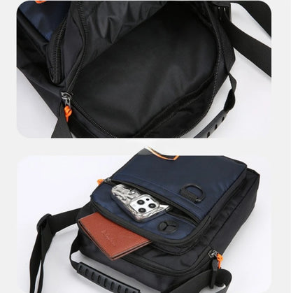 Men's Mini Oxford Messenger Bag with Zipper Closure and Polyester Lining
