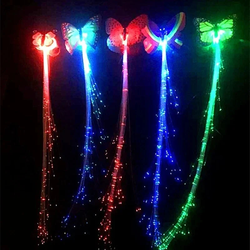LED Fibre Optic Hair Clips – Light-Up Flash Braids & Luminous Hair Barrettes for Birthdays, Weddings, Parties & Carnivals