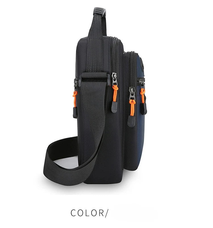 Men's Mini Oxford Messenger Bag with Zipper Closure and Polyester Lining