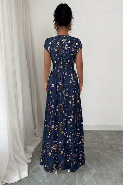 Women's Floral Maxi Dress V-Neck Sleeveless Boho Summer Holiday