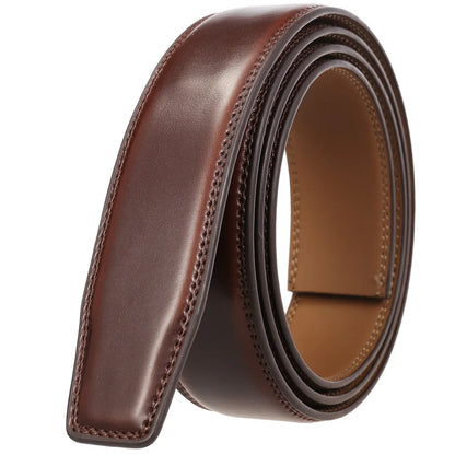 Mens Genuine Leather Belt Strap No Buckle 3cm Ratchet Replacement 110-130cm - QHA UK