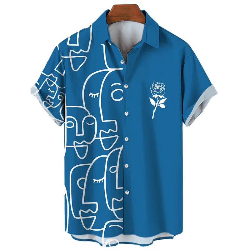 3D Printed Leopard Print Men's Shirt  Fashionable and Casual Summer Short Sleeved Beach Shirt