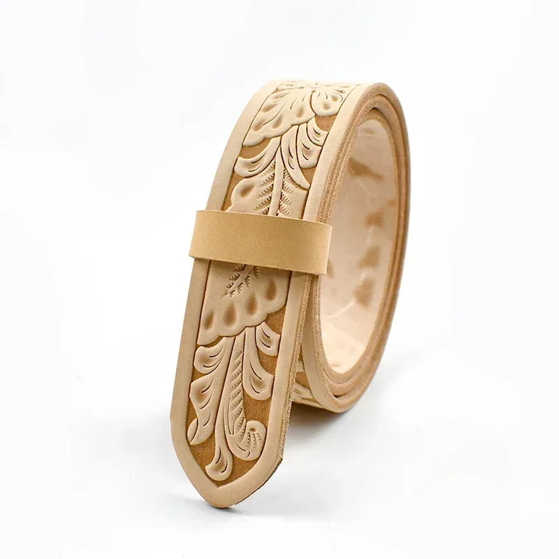 Men's Embossed Leather Belt Strap Without Buckle — 3.8cm Cowhide, Croc Print