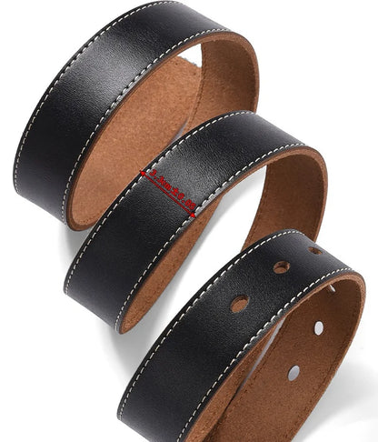 Men's Leather Belt, Black or Brown Casual Cowhide Split Leather, 105–170cm