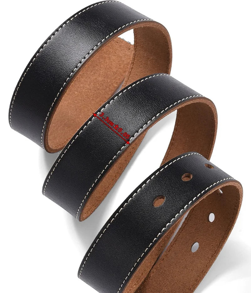 Men's Plus Size Cowskin Leather Belt with Buckle 3.3cm Casual 105–170cm