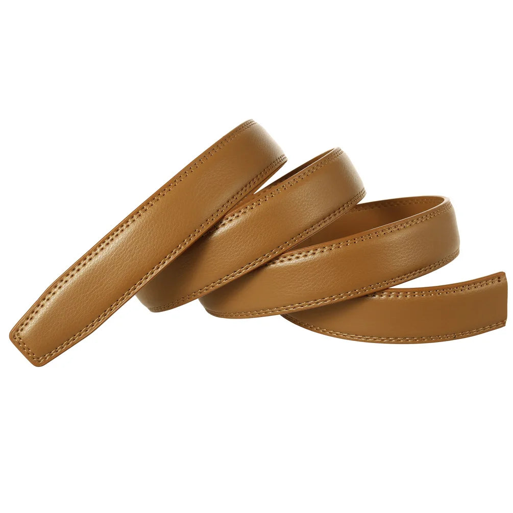 Unisex Thin Leather Belt Strap Without Buckle 3.1cm 110–130cm