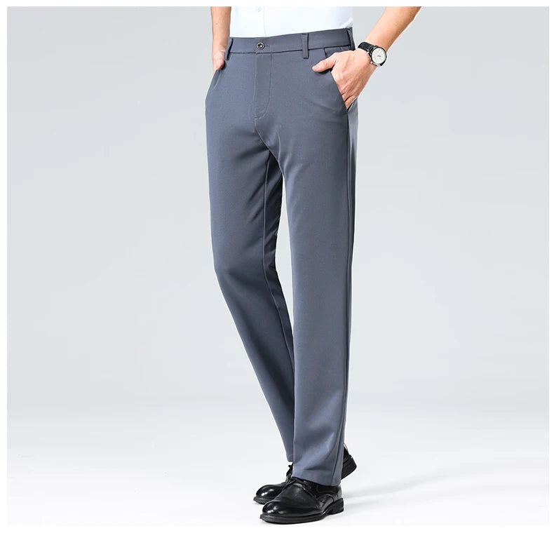 Mens Slim Fit Formal Trousers Stretch Smart Business Suit Pants - QHA UK