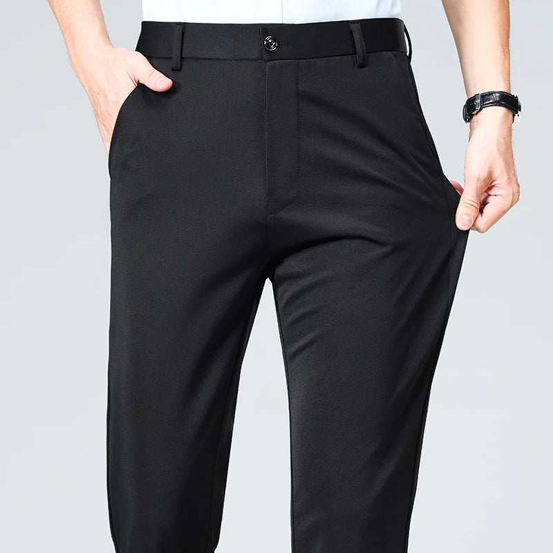 Mens Slim Fit Formal Trousers Stretch Smart Business Suit Pants
