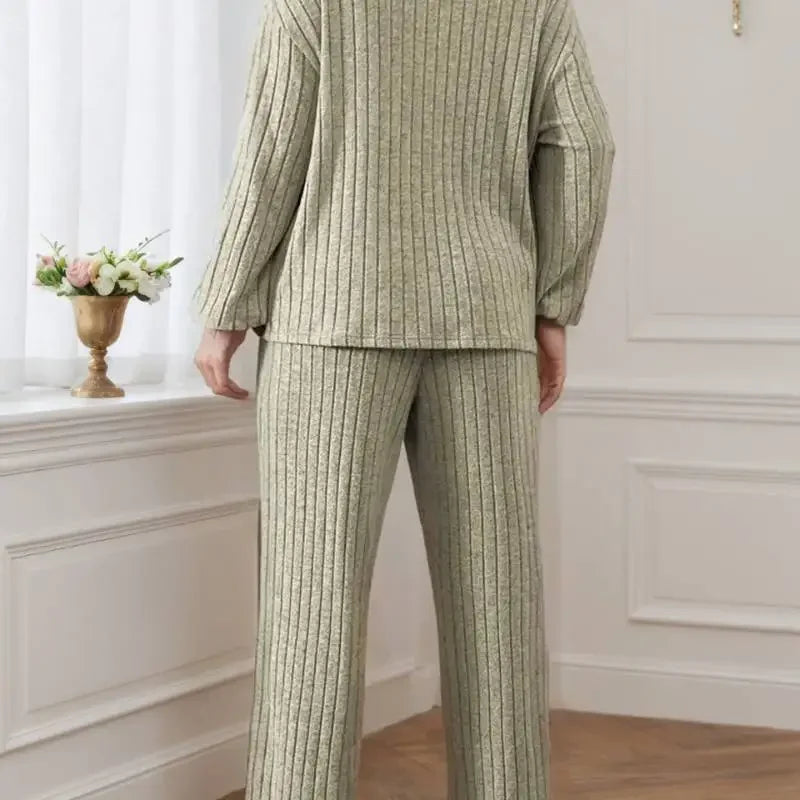Womens 2-Piece Suit Zipper Collar Long Sleeve Top Wide Leg Pants 8-16