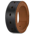 Black leather belt with brown edge on a white background