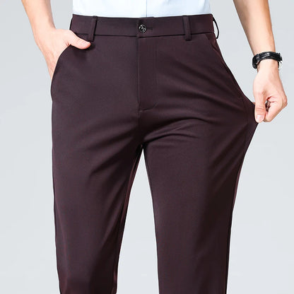 Mens Slim Fit Formal Trousers Stretch Smart Business Suit Pants - QHA UK