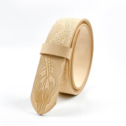 Men's Embossed Leather Belt Strap Without Buckle — 3.8cm Cowhide, Croc Print