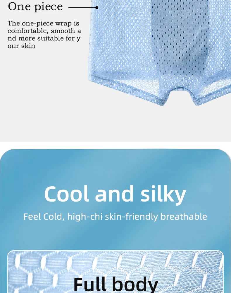 Mens Ice Silk Boxer Shorts Breathable Mesh Underwear Plus Size 4-Pack - QHA UK