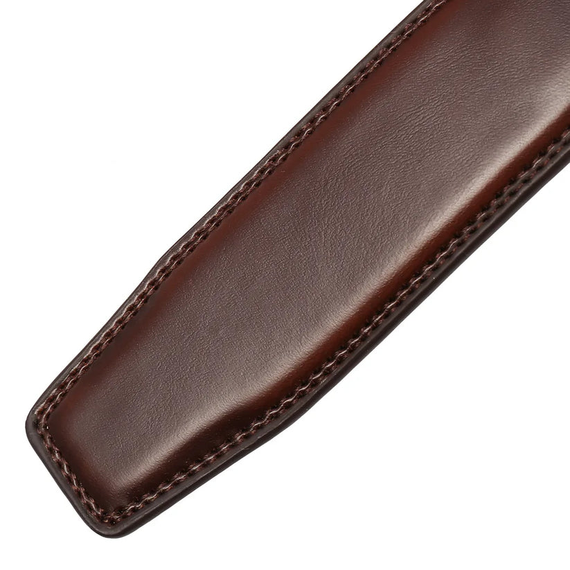 Mens Genuine Leather Belt Strap No Buckle 3cm Ratchet Replacement 110-130cm - QHA UK