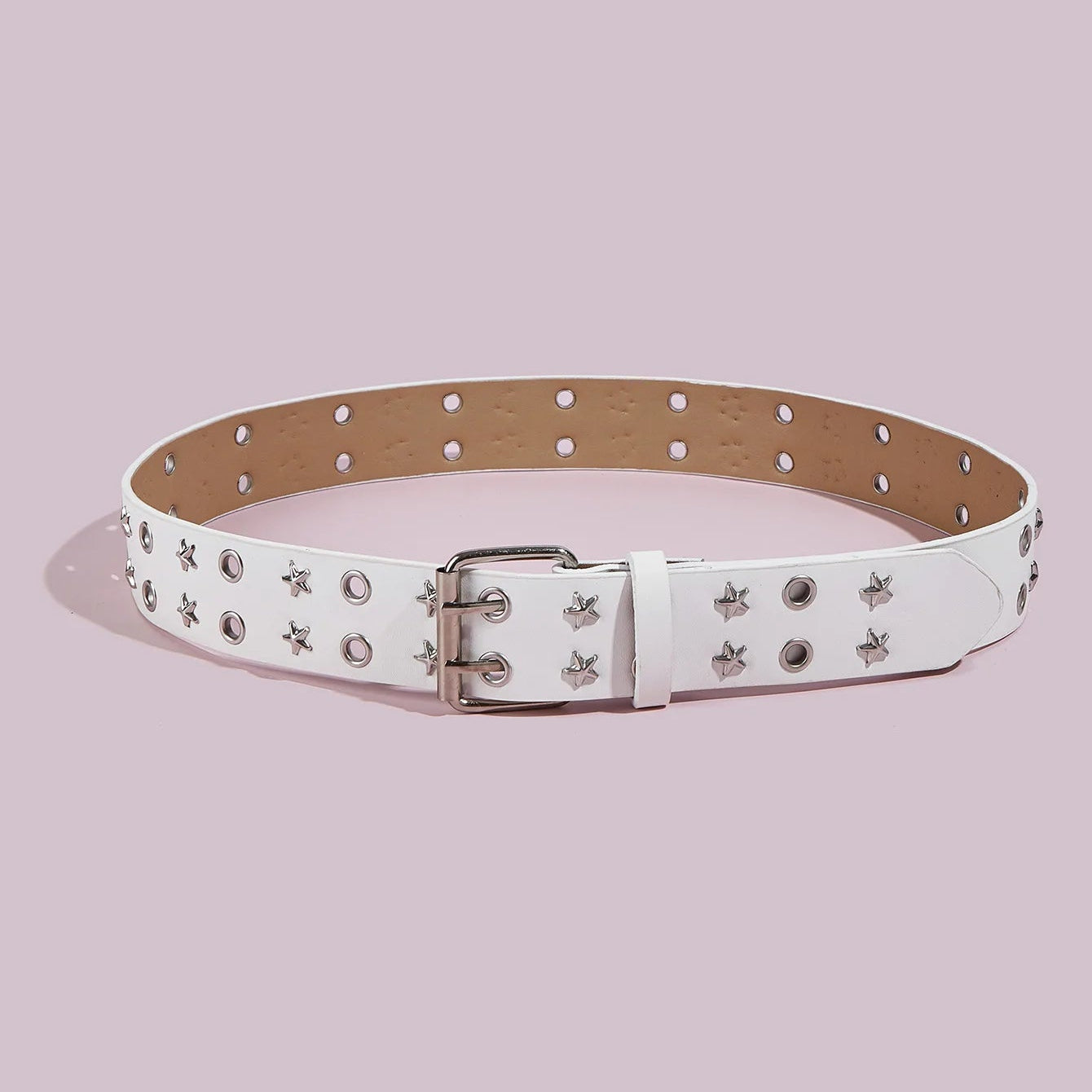 Unisex Punk PU Leather Belt Double Hole Metal Pin Buckle Goth Y2K Waist 28”-36” - QHA UK