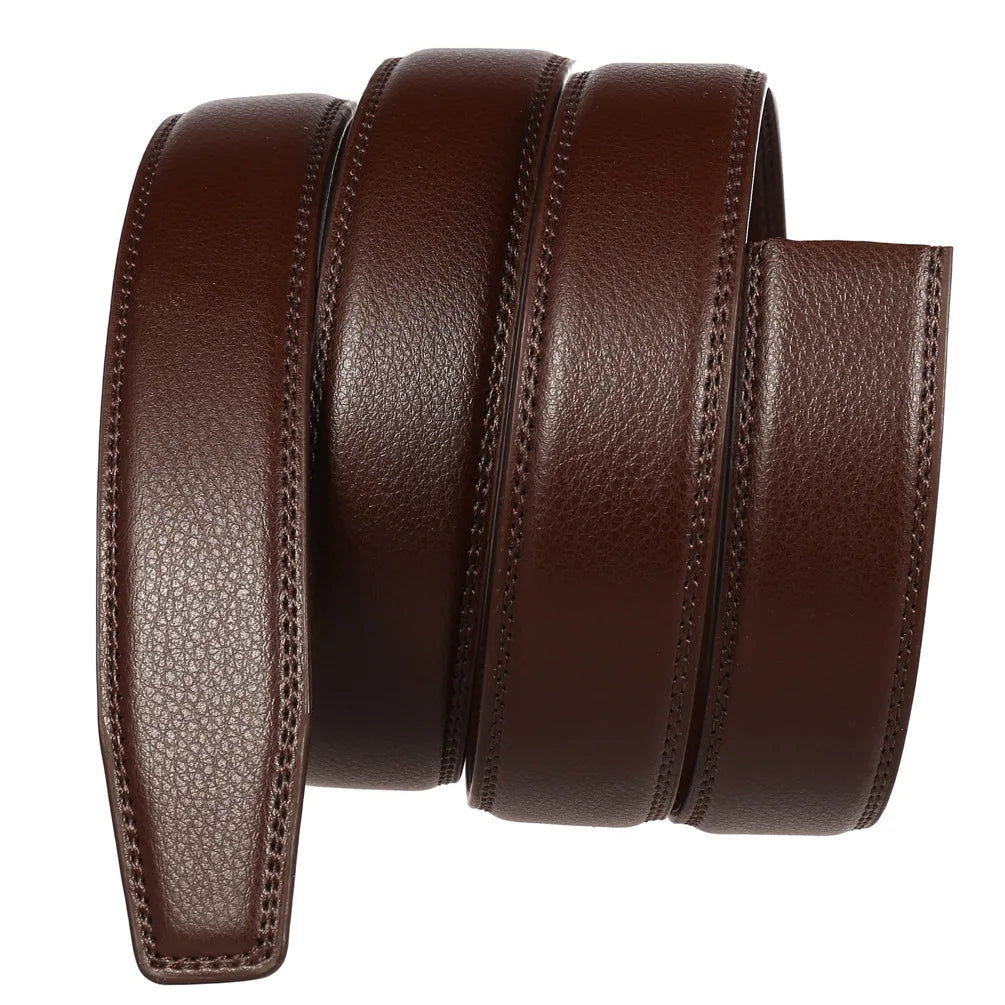 Unisex Thin Leather Belt Strap Without Buckle 3.1cm 110–130cm