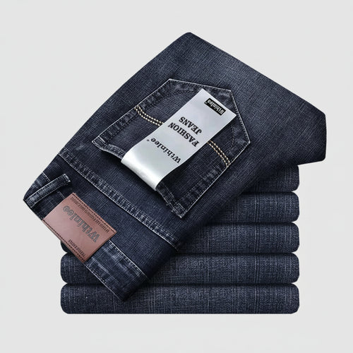 2026 New Business Men's Jeans Casual Straight Stretch Fashion Classic Blue Black Work Denim Pant Trousers Male  Clothing