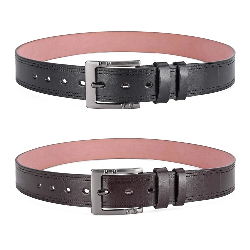 Mens PU Leather Casual Belt 3.8cm Wide Jeans Trousers Waist Strap UK