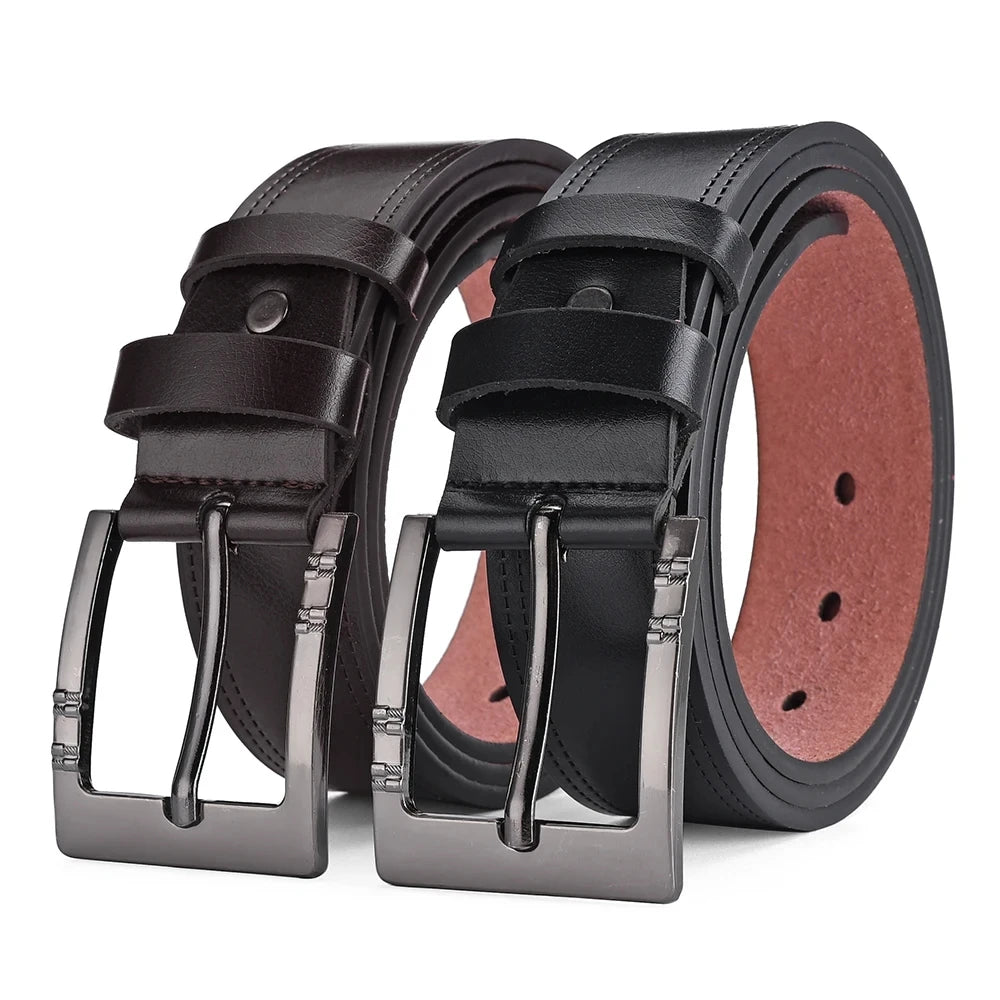 Mens PU Leather Casual Belt 3.8cm Wide Jeans Trousers Waist Strap UK