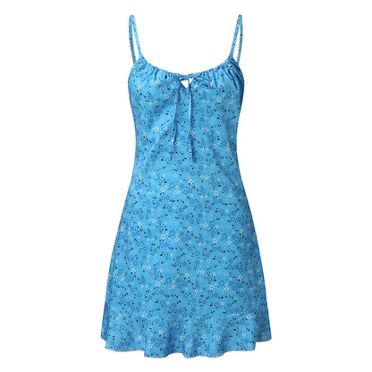 Blue floral nightgown on a white background