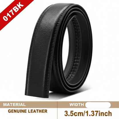 Mens Genuine Leather PU Belt Strap No Buckle 35mm Auto Black Brown