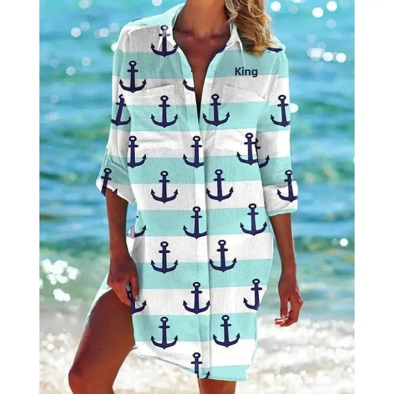 1.Boho Style Summer Cover-Up – Women's Tropical Print Beach Blouse Selection