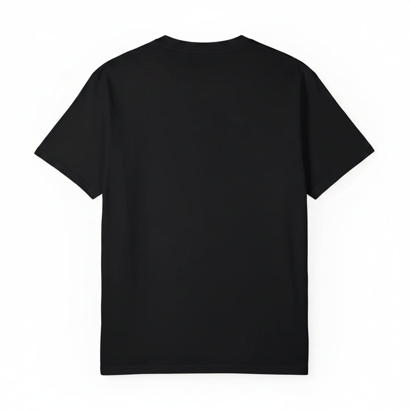 Black t-shirt on a white background