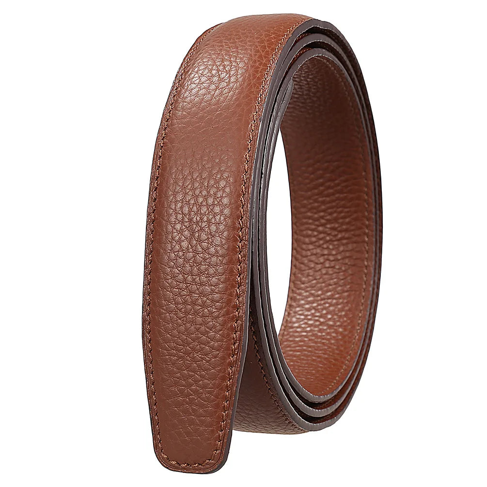 Men's Leather Belt Strap Without Buckle — Slim 3cm Cowhide Replacement Strap