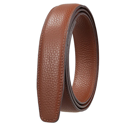 Men's Leather Belt Strap Without Buckle — Slim 3cm Cowhide Replacement Strap