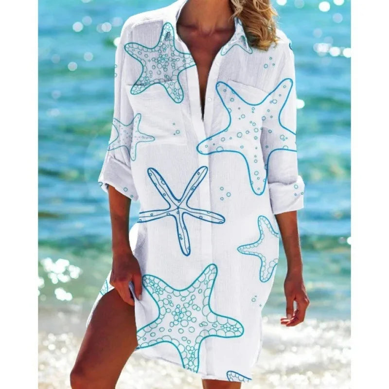 2.Boho Style Summer Cover-Up – Women's Tropical Print Beach Blouse Selection