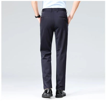 Mens Slim Fit Formal Trousers Stretch Smart Business Suit Pants - QHA UK