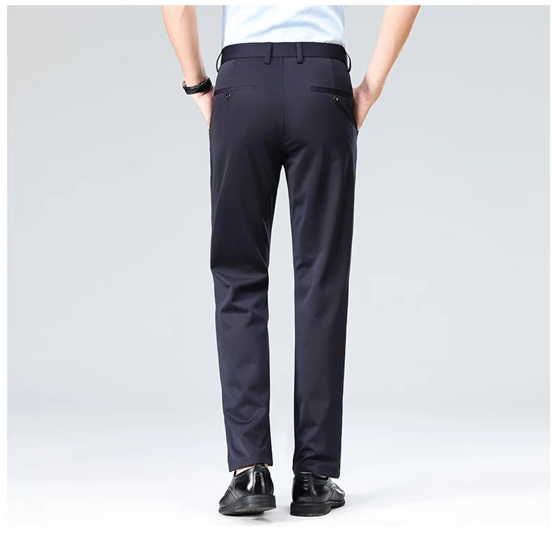 Mens Slim Fit Formal Trousers Stretch Smart Business Suit Pants - QHA UK