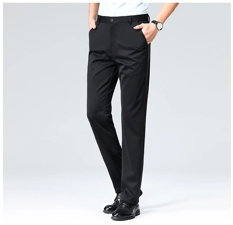 Mens Slim Fit Formal Trousers Stretch Smart Business Suit Pants - QHA UK