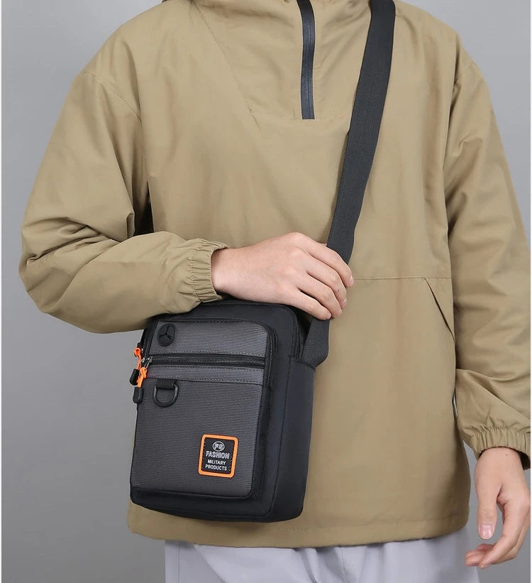 Men's Mini Oxford Messenger Bag with Zipper Closure and Polyester Lining