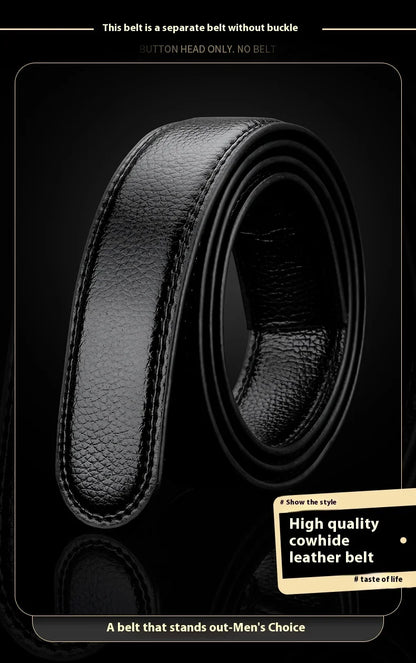 Mens Genuine Leather Ratchet Belt Strap 35mm Black Replacement 160cm