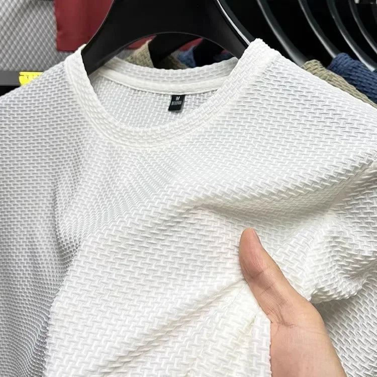Mens Ice Silk Mesh T-Shirt Breathable Slim Fit Short Sleeve Summer Top M-5XL