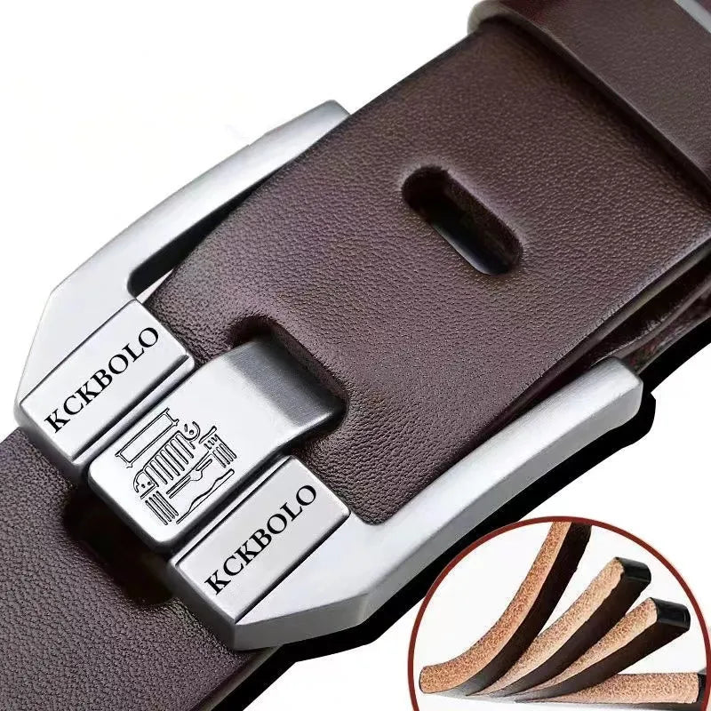 Mens Split Leather Belt 3.8cm Smart Casual Black Coffee Waist 30-40