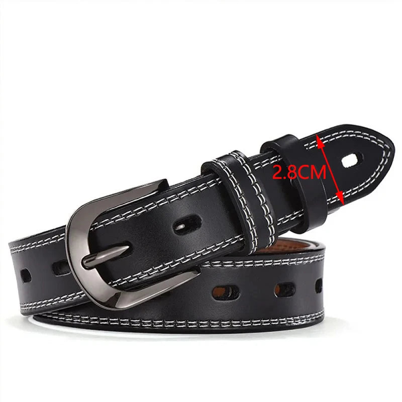 Womens Genuine Leather Belt Slim Casual Jeans Dress Belt 28mm Black Brown LB005