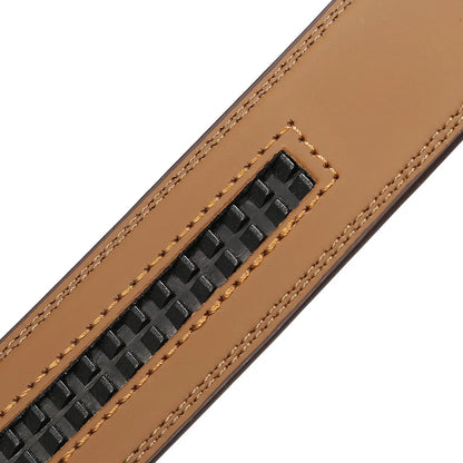 Mens Genuine Leather Belt Strap No Buckle 3cm Ratchet Replacement 110-130cm - QHA UK