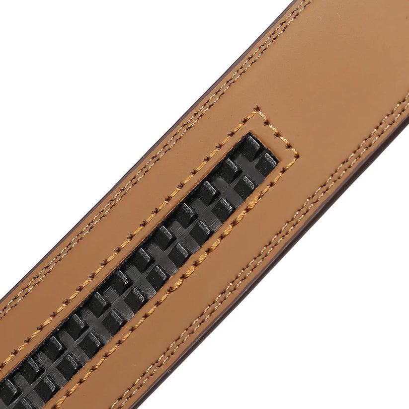 Mens Genuine Leather Belt Strap No Buckle 3cm Ratchet Replacement 110-130cm - QHA UK