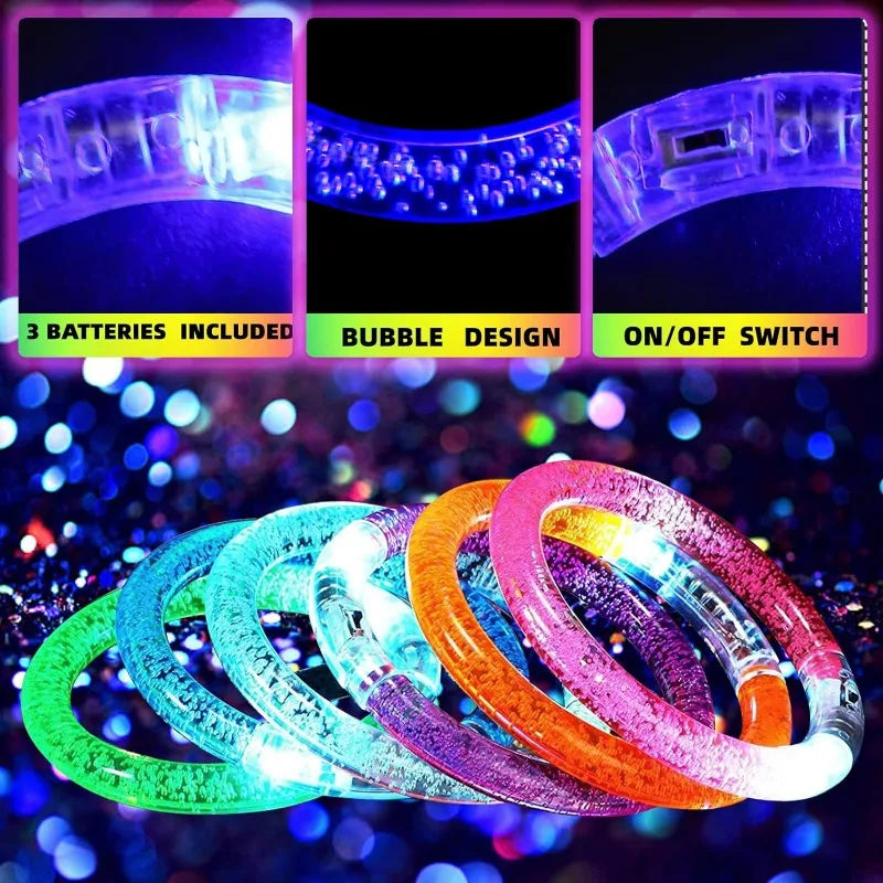 1–100PCS LED Glow Bracelets – Light-Up Bands for Halloween, Concerts, Parties & Holiday Decorations