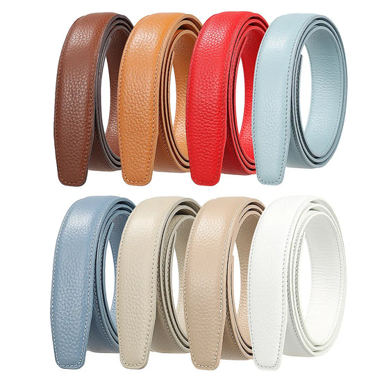 Men's Leather Belt Strap Without Buckle — Slim 3cm Cowhide Replacement Strap