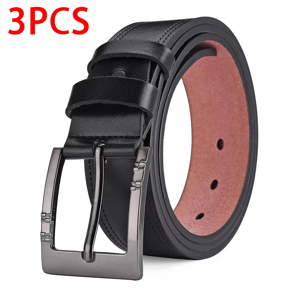 Mens PU Leather Casual Belt 3.8cm Wide Jeans Trousers Waist Strap UK