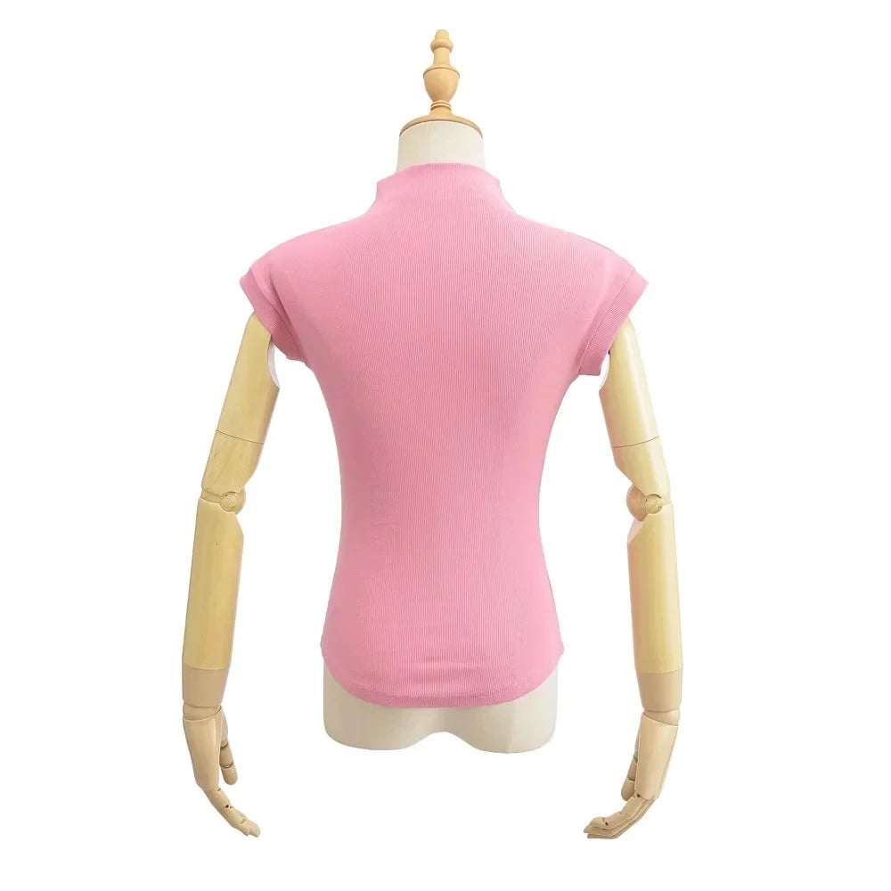 Womens Sleeveless Turtleneck Top Slim Fit Stretch Summer Basic Tee